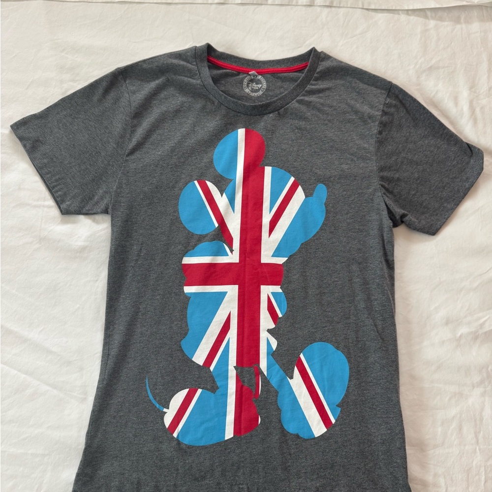 Gray Disney T-Shirt with Union Jack Graphic